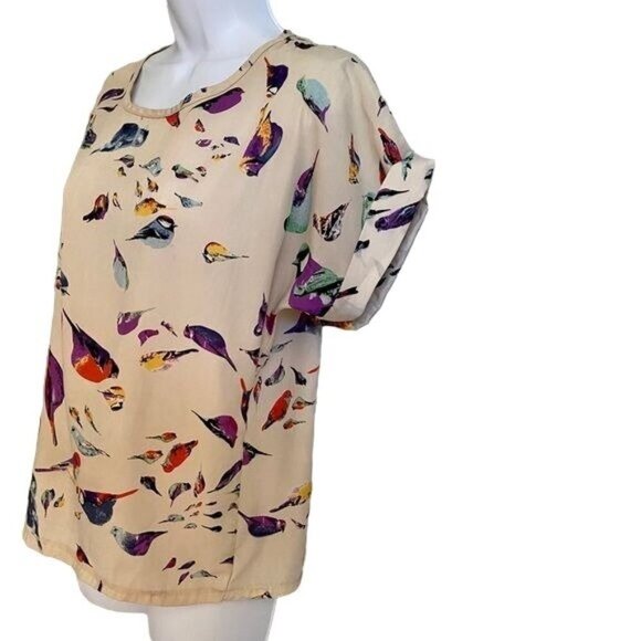 Liva Girl Short Sleeve Top with Colorful Birds Size Small - Picture 4 of 6